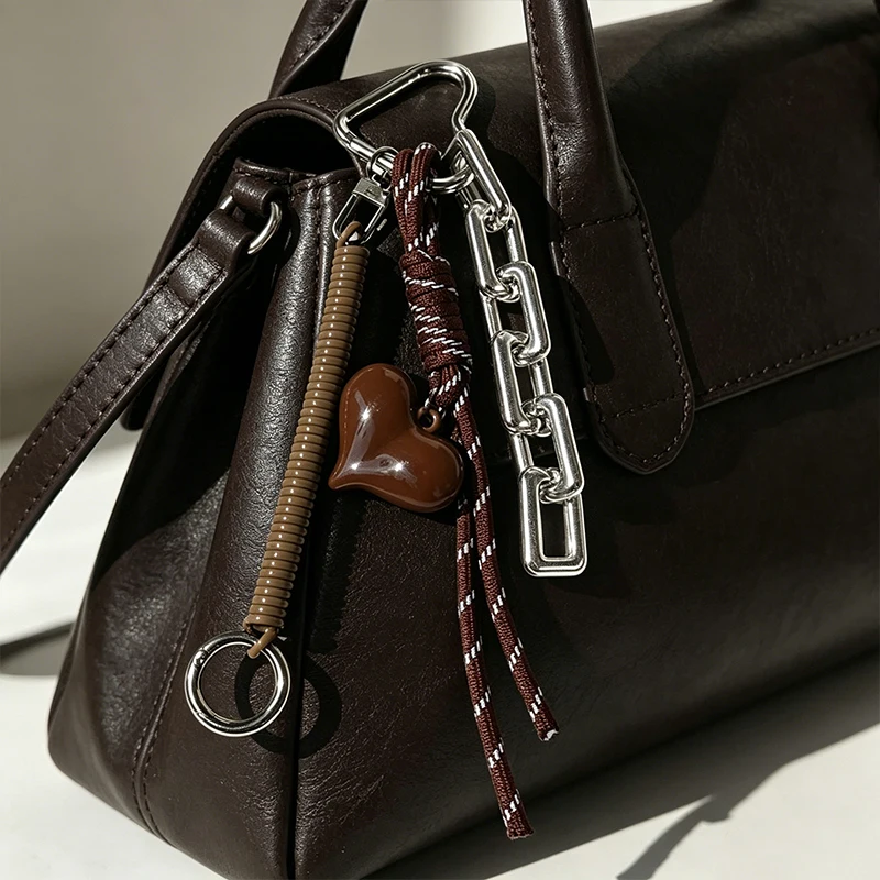 Bag Keyring Braided Keychains Women with Spring Rope Key Chain Red Heart Hanging Decorations Bag Charm Luxury Gift view 3