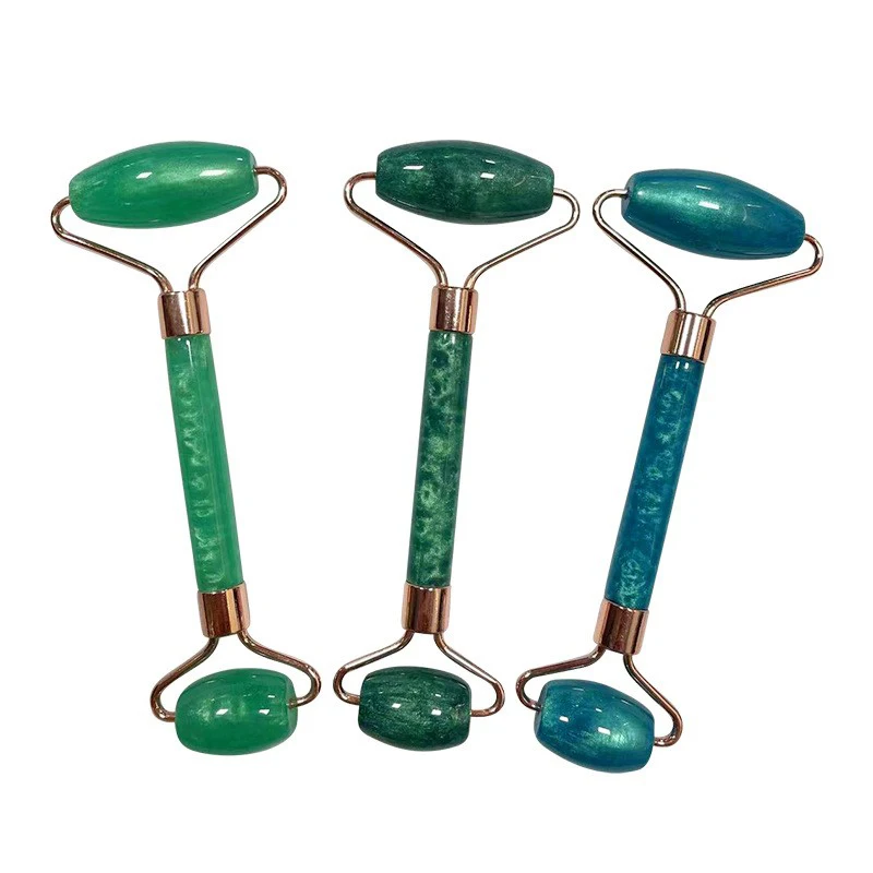 1Set Natuurlijke Jade Gezichtsmassager Gua Sha Schraper Steen Dubbele Roller Verbeteren Huid Gezicht Nek Warm/Koude Schoonheidssalon Spa Lichaamsverzorging