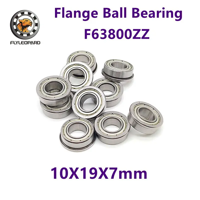

10PCS F63800ZZ 10X19X7 mm Flange Bearing - Double Metal Shielded for Heavy-Duty Motors