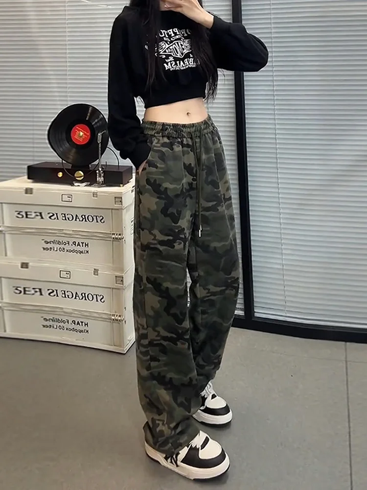 

Спортивные брюки Cleanfit Camouflage прямого кроя для мужчин и женщин, осенние, американские, утепленные, утягивающие, с высокой талией, карго