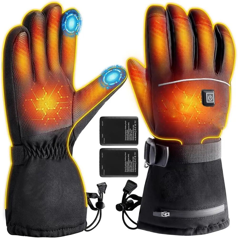 4000mAh Heated Gloves Rechargeable Battery Waterproof Heated Motorcycle Gloves Heated Warm Electric Ski Gloves