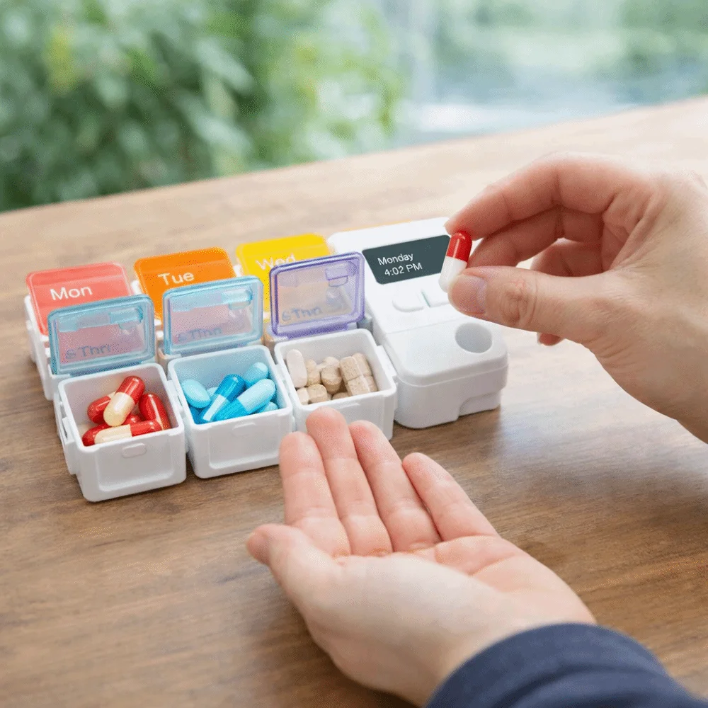 

Medicine Reminder Large Capacity Smart Pill Case Reminder 7 Lattice Weekly Pill Organizer Colorful Vitamin Box Daily Medicine