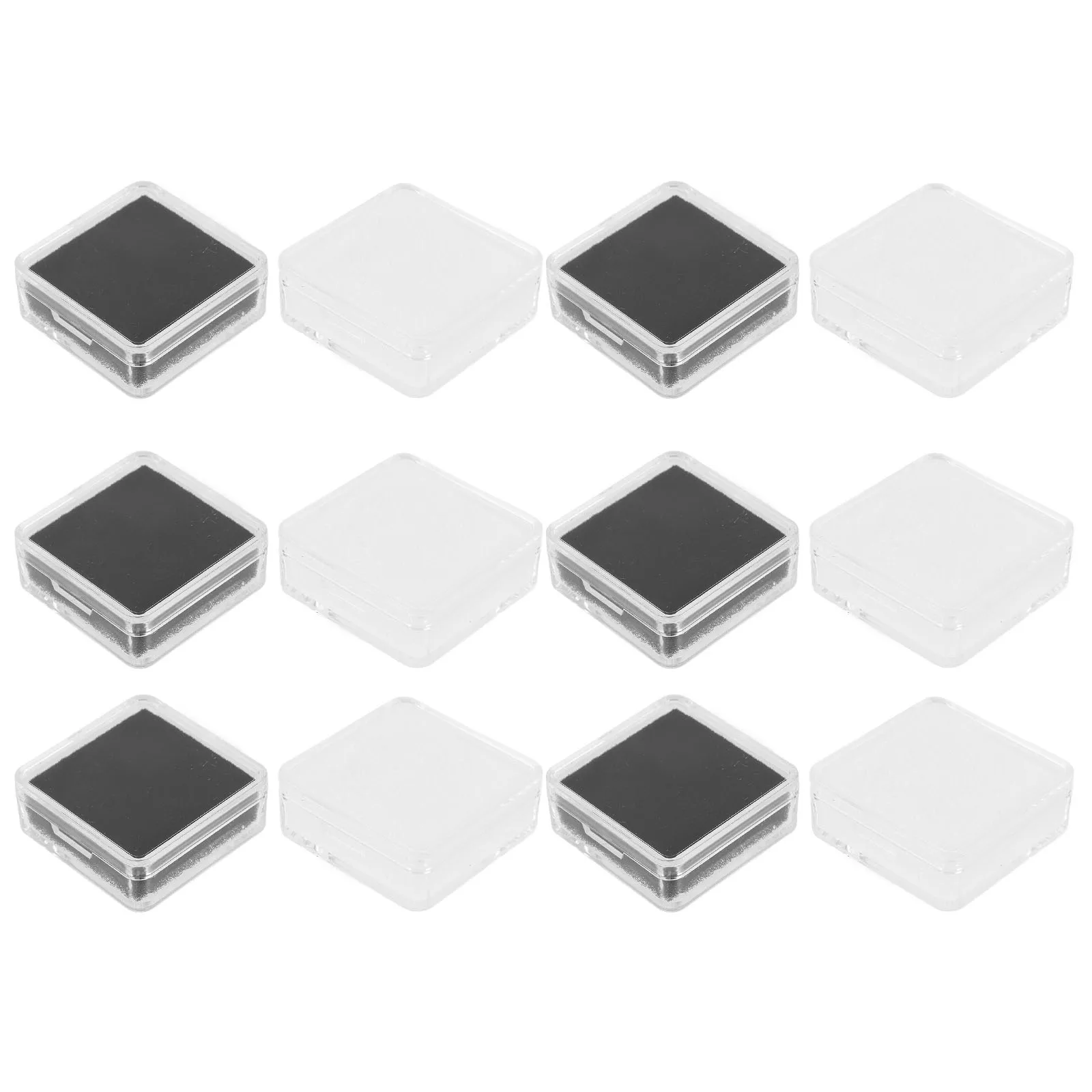 

12 шт., коробка для демонстрации ювелирных изделий, акриловый прозрачный держатель для драгоценных камней для колец, серег, ожерелий, небольшой органайзер для хранения