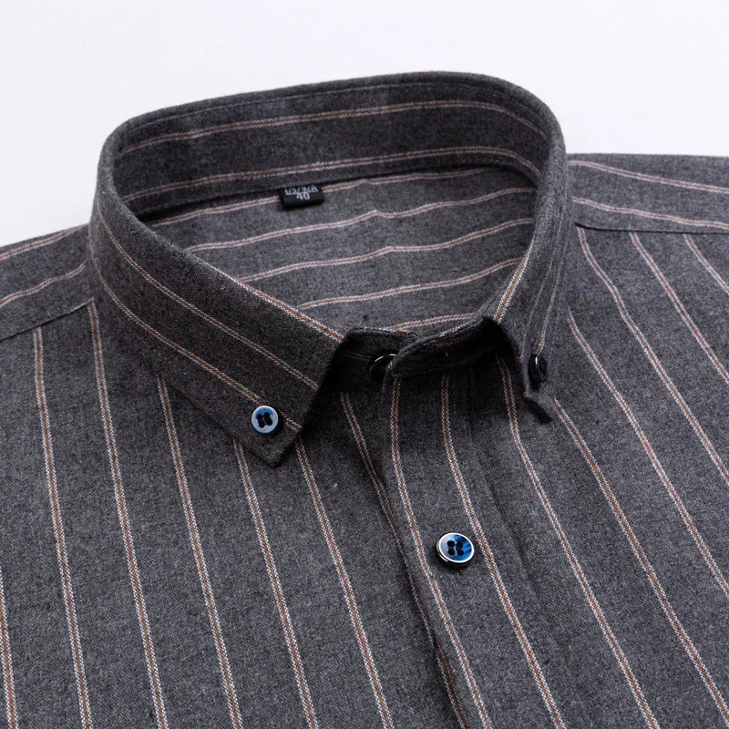 Plus Size 100%  Long-sleeve Shirts for Men Casual Slim Fit Formal Plain Shirts Plaid Striped Elegants Designer Clothes