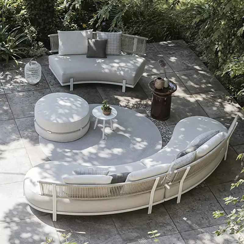 

Curved outdoor sofa rattan rope villa hotel courtyard leisure furniture open-air balcony outdoor garden sofa