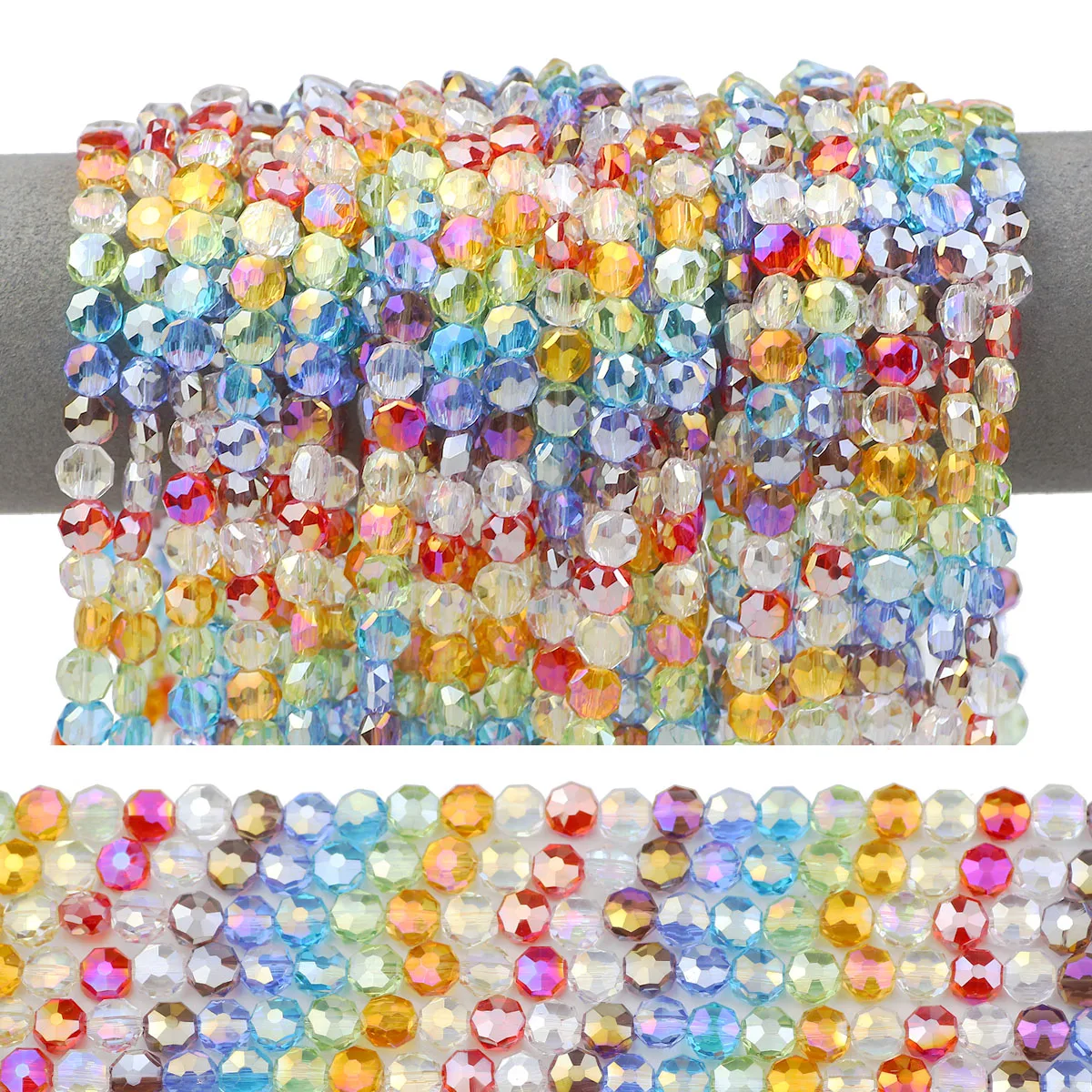 8mm 51pcs AB Color Czech Crystal Spacer Beads Faceted Wheel-Shaped Glass Loose Beads For DIY Jewelry Making Bracelets Necklaces