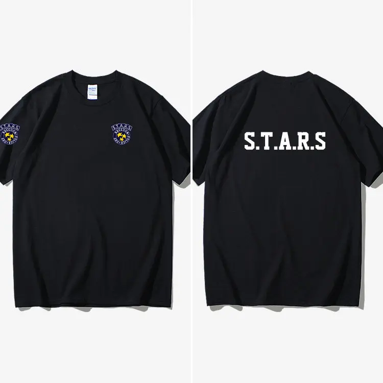 Men's Women's Oversized Crew Neck T-Shirt STARS Resident Evil Gaming Tactical Military Short Sleeve Vintage Streetwear Tee