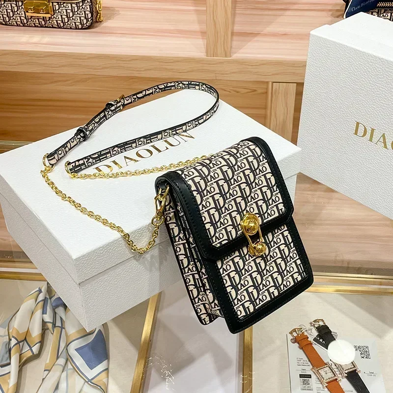 Famous Designer Luxury Brand Mobile Phone Bag Mini Chain Buckle Shoulder Messenger Bags High Quality Women Purse And Handbag