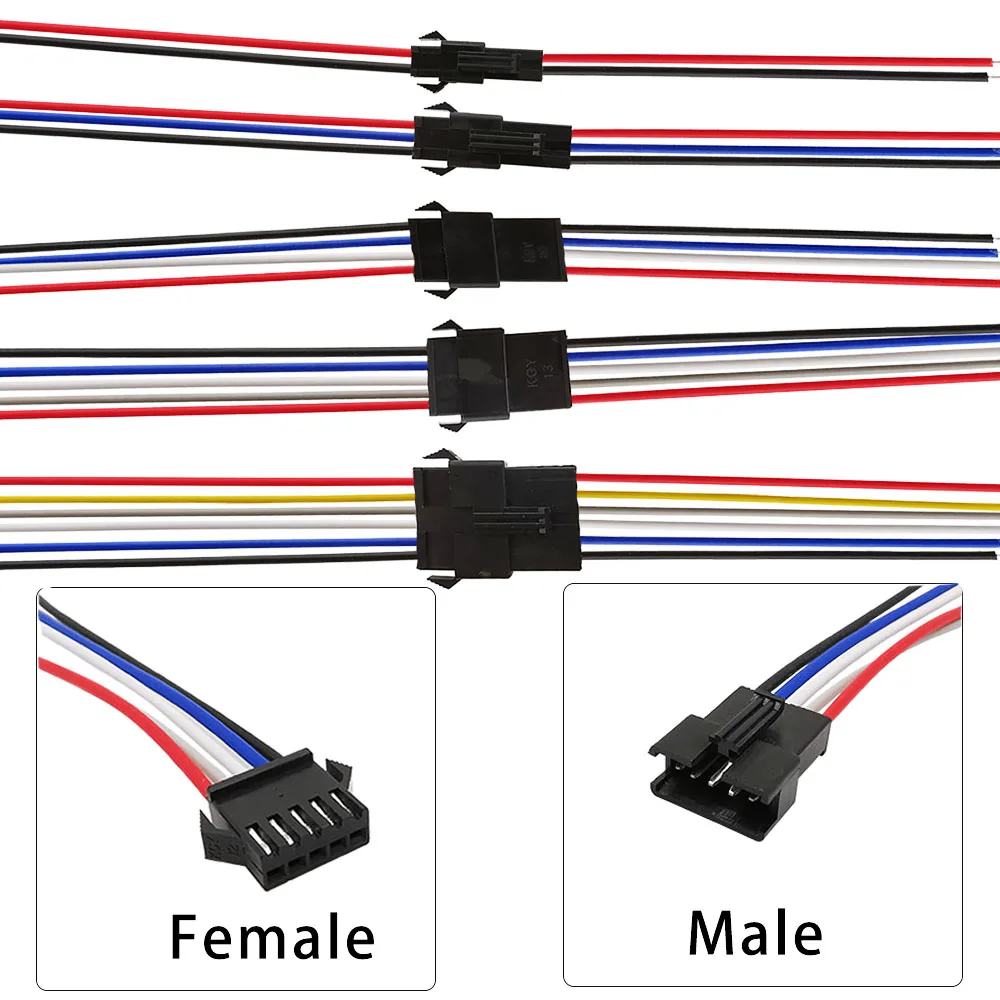 JST SM LED Connector 2/3/4/5/6 Pin JST Male Plug Female Socket Wire Cable Pigtail Connector For LED Strip Light 10CM 15CM 20CM