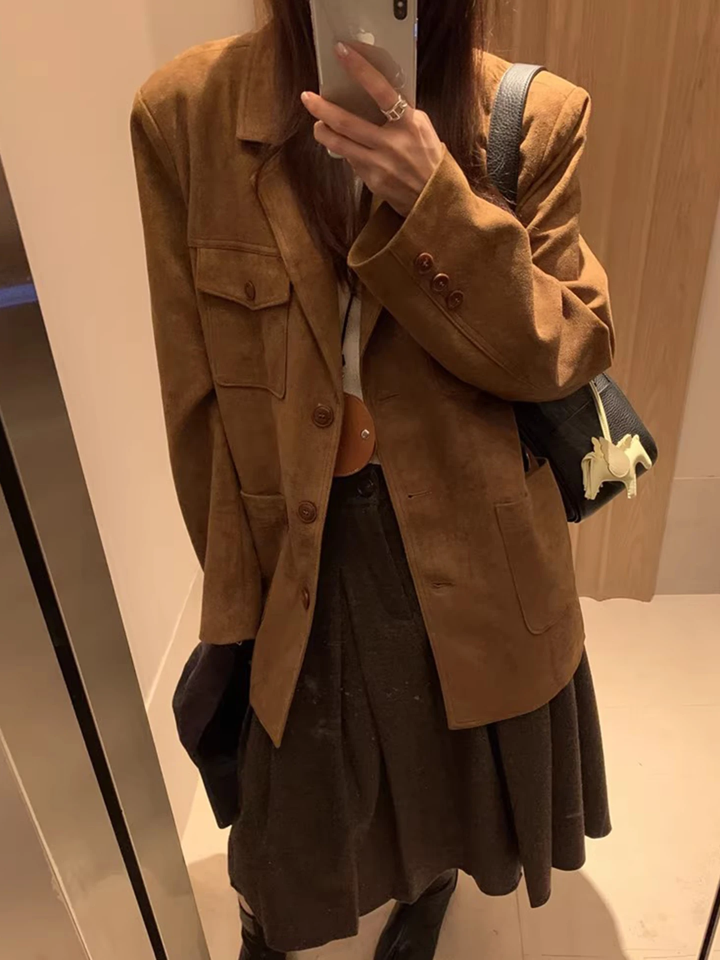 

Женский бархатный костюм-джат в стиле ретро с множеством кетов, универсальное осеннее новое поступление, длинное пальто све для поездок на работу