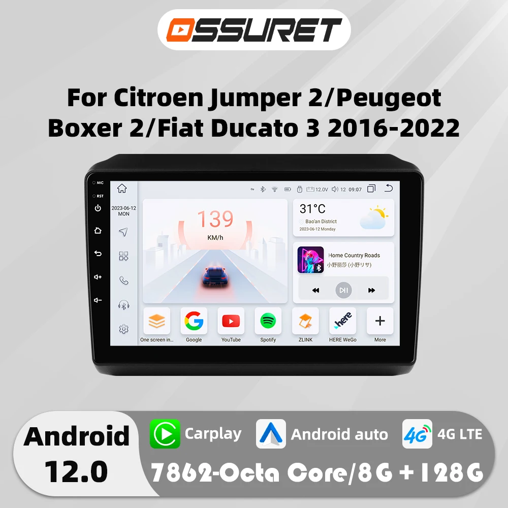 Android 12 Car radio For Fiat Ducato 3 Citroen Jumper 2 Peugeot Boxer 2 2016-2022 Multimedia Player 4G 8Core Autoradio Carplay