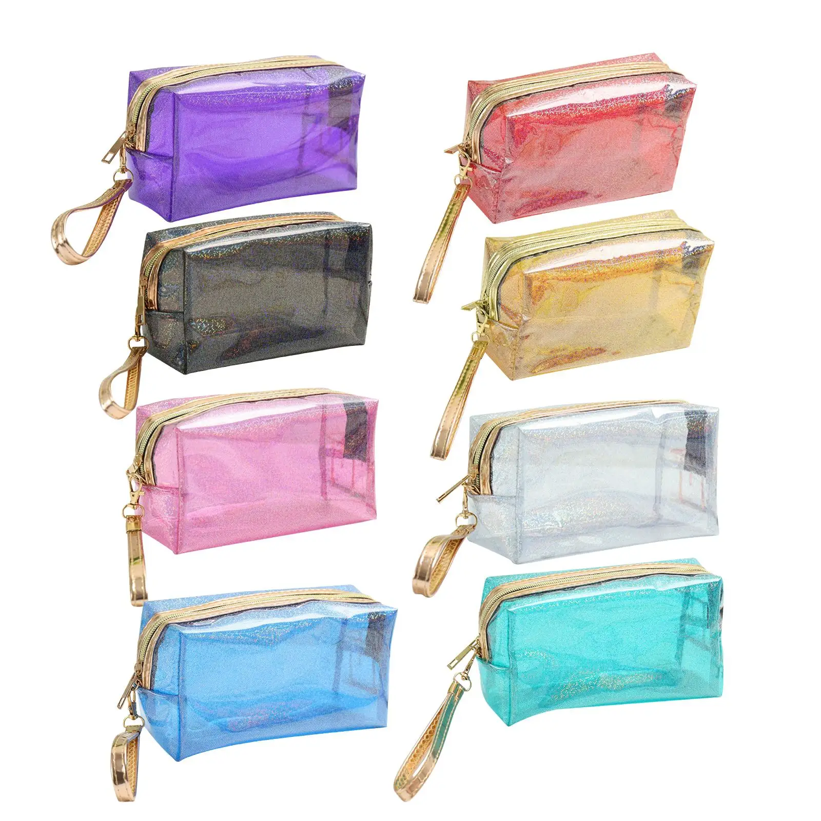 Sparkling Clear Makeup Bags with Zipper, Travel Toiletry Storage Pouches