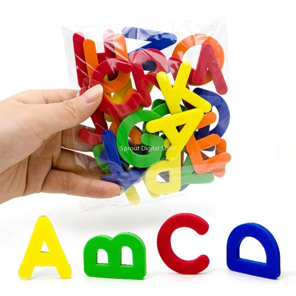 Letras magnéticas números alfabeto abc 123 ímãs de geladeira plástico educacional pré-escolar aprendizagem brinquedo conjunto maiúsculo minúsculo matemática