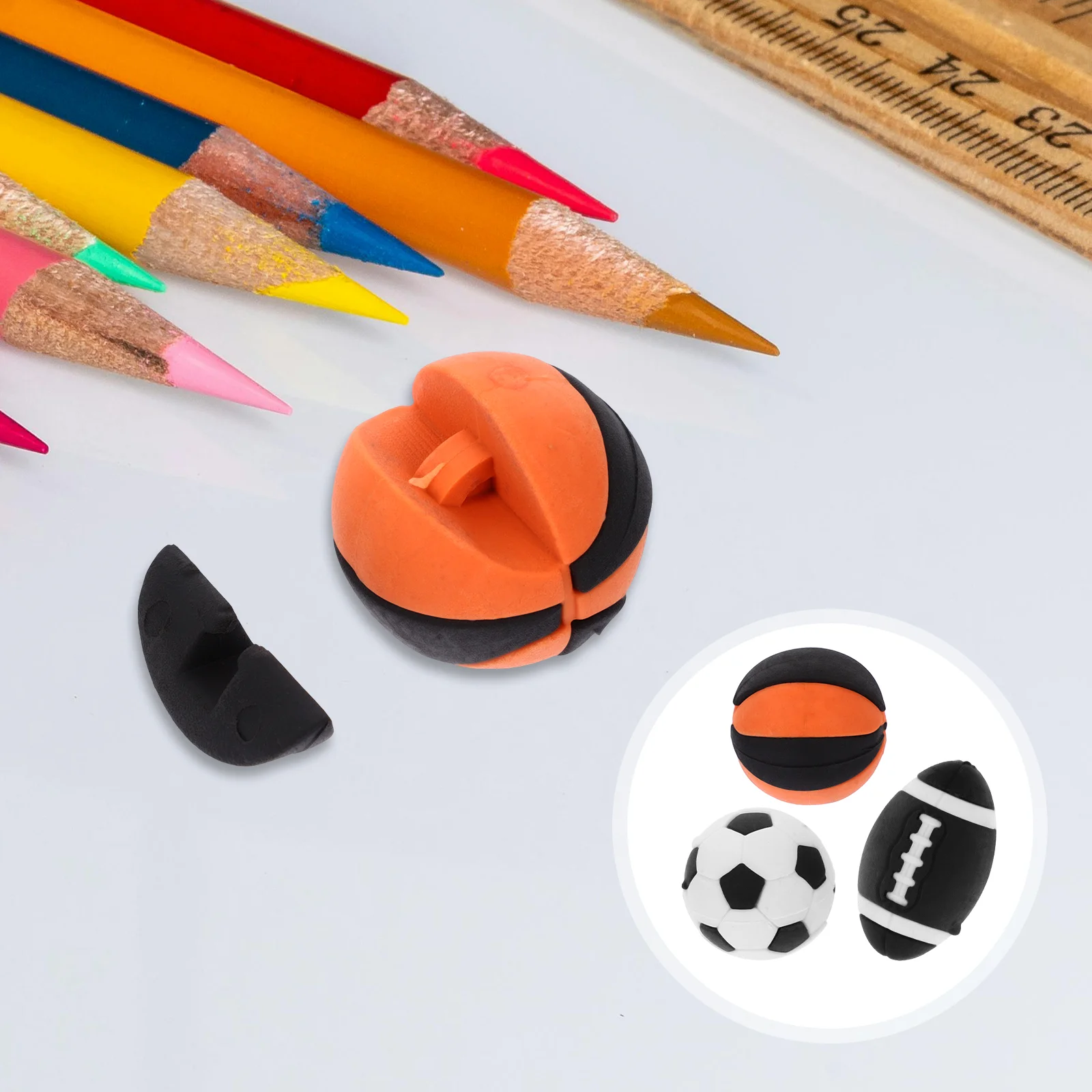 

25 Pcs Erasers for Kids Pencils Simulation Ball Tiny House Ornament Classroom Football Decor Birthday Gift Adorable Child