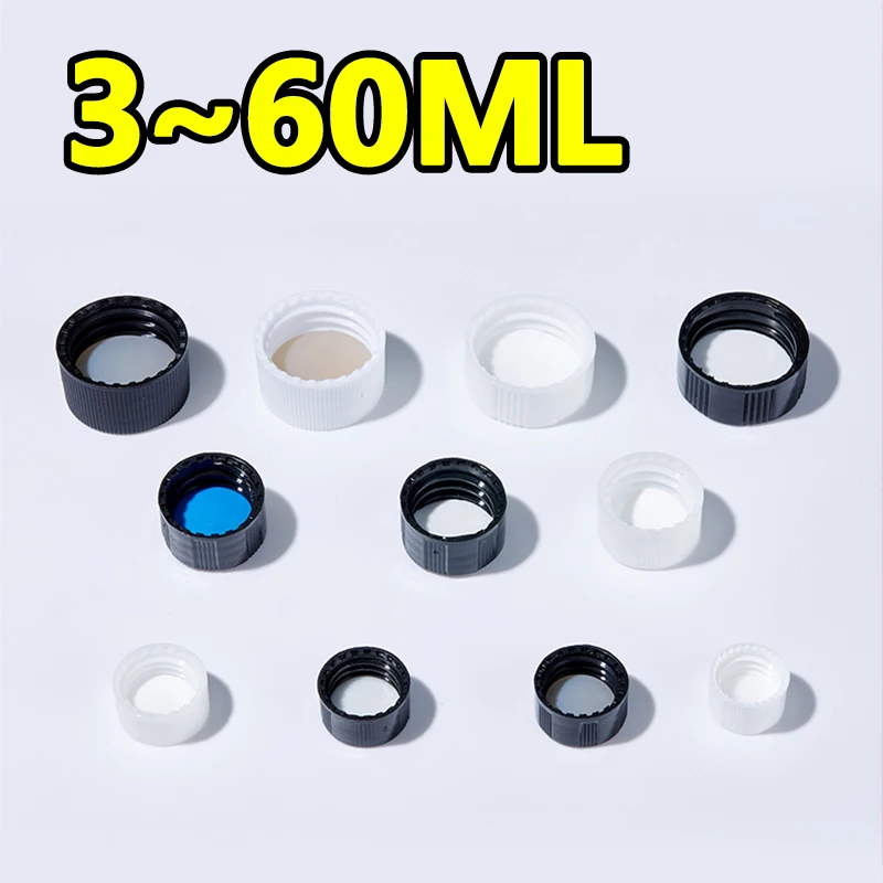 

Glass sample bottle cap Gas phase liquid chromatography injection bottle cap PE gasket PTFE gasket solid pad cap black/white