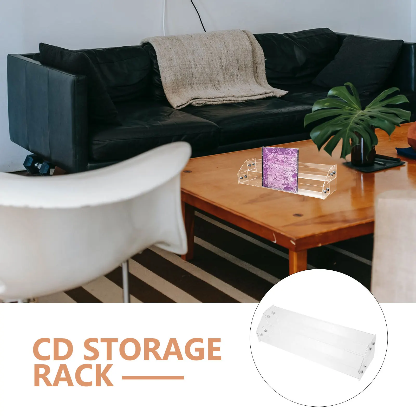 

Compact Disc Organizer Rack Acrylic Two Tier Screw Fixation Stable Display Rack for Home Office Tabletop Storage Holder