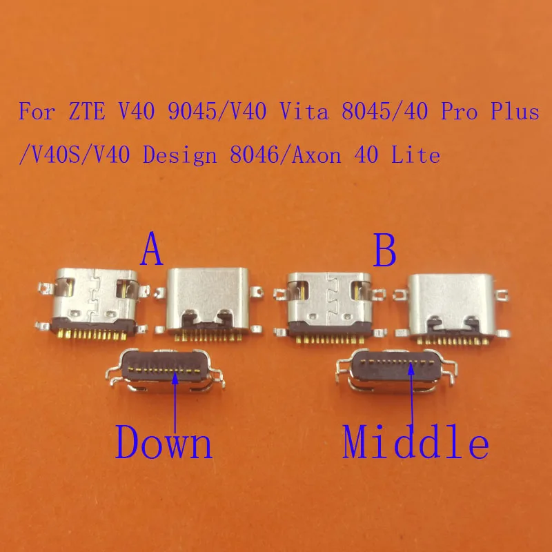 5-50Pcs Charging USB Connector Type C Dock Charger Plug For ZTE 9045 V40 Design Vita 8046 8045 40 Pro Plus Lite V40S Axon 40Lite