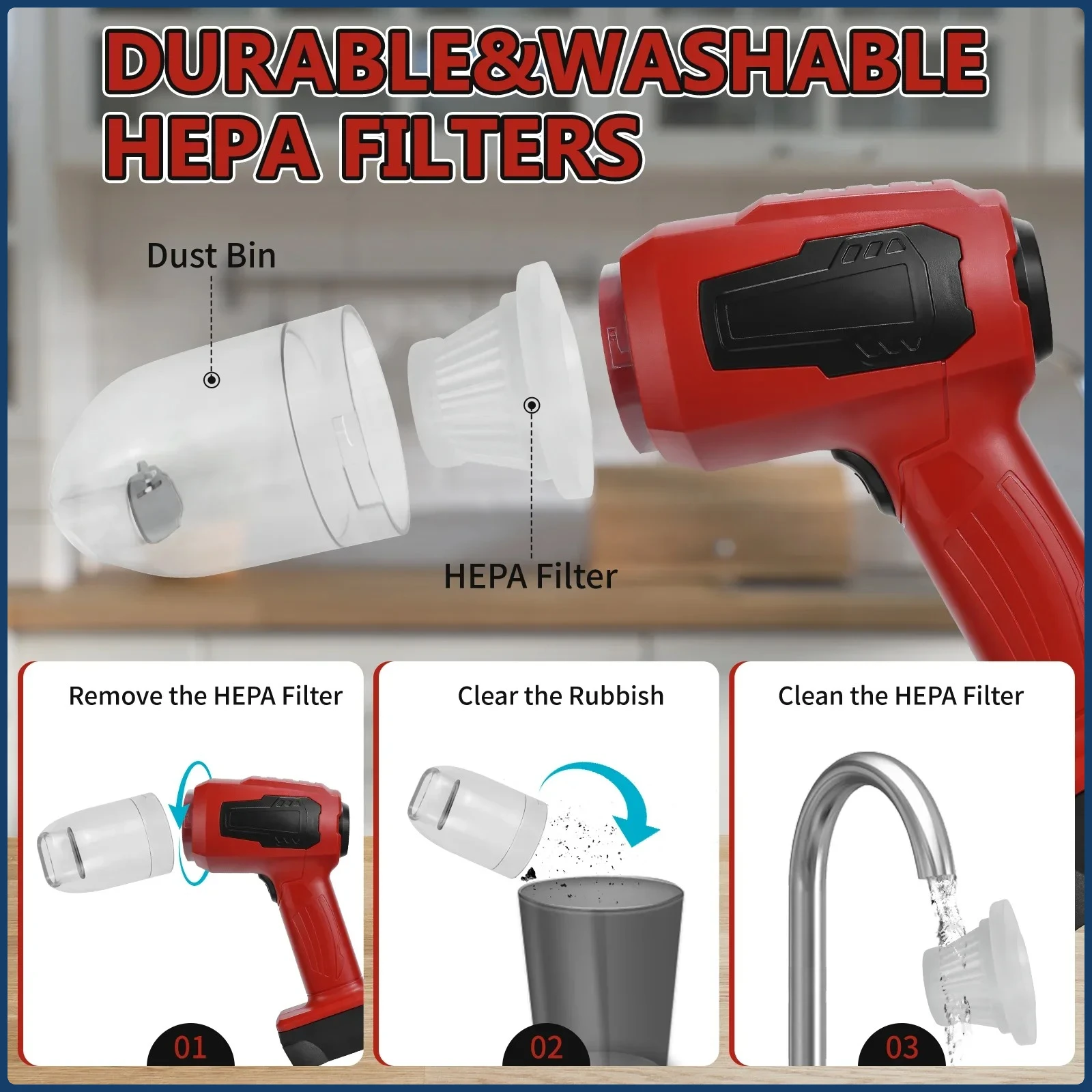 Milwaukee 2In1 Handheld Car Vacuum Cleaner Cordless 10kPa Powerful Dust Collect Machine and Air Blower for Milwaukee 18V Battery