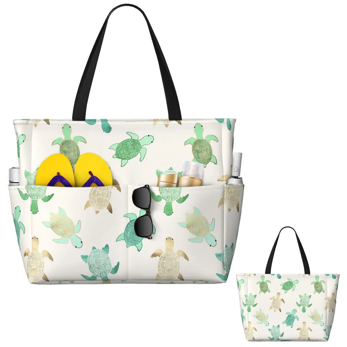금박 옥 & 민트 터틀스 비치 토트백 스포츠 짐 요가 더플 대형 토트백 여성 여행 가방 피트니스 가방