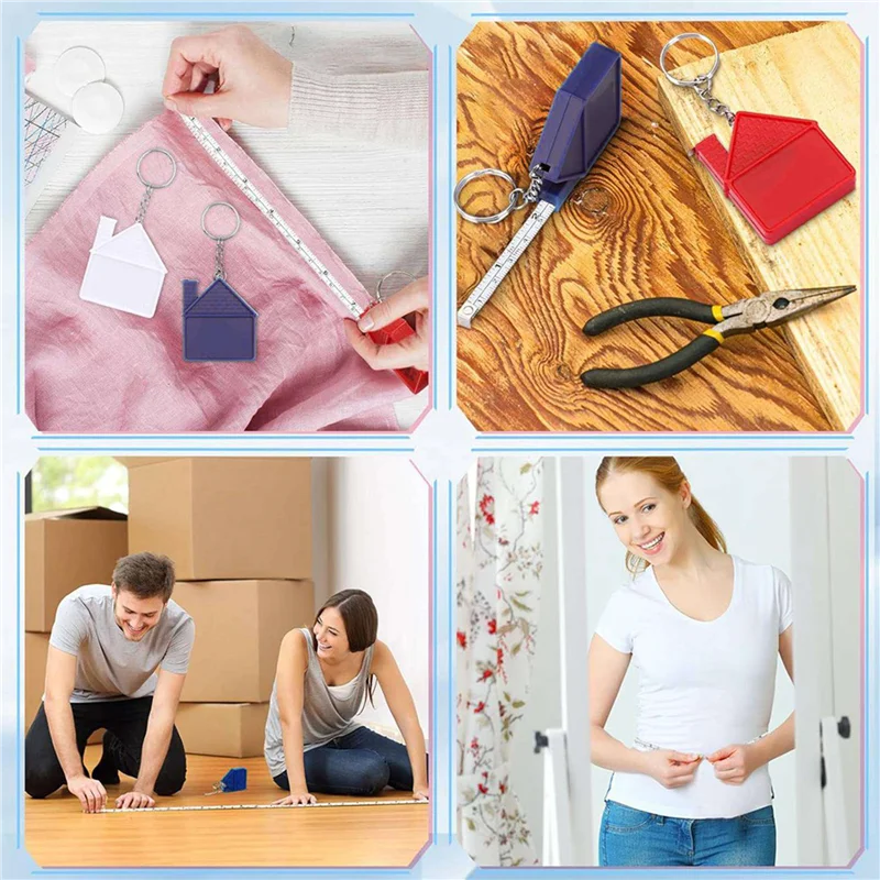 

AA81-60 Pcs House Shape Tape Measure Keychains 1M/3Ft Real Estate New House Gifts Closing Gifts For Home Buyer