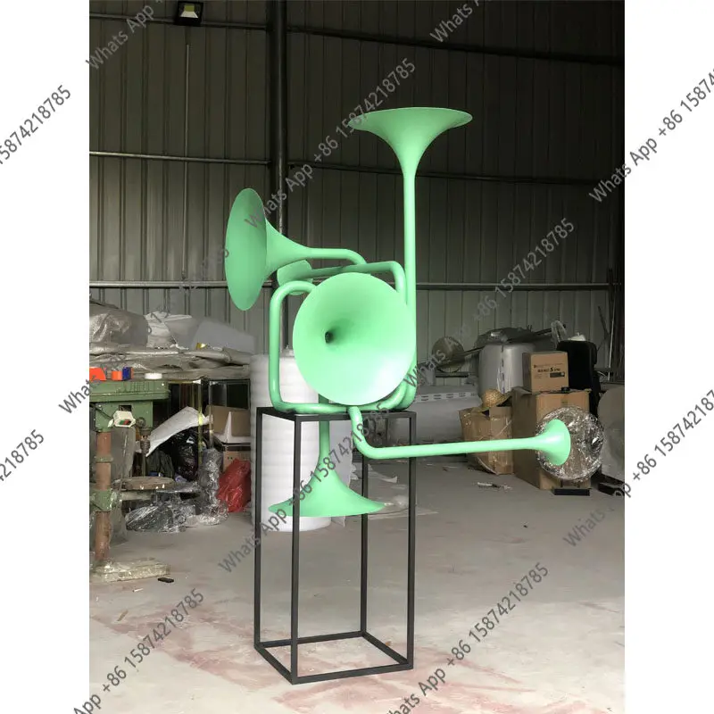 Simple modern stainless steel horn ornament art installation hall floor model room metal sculpture soft decoration