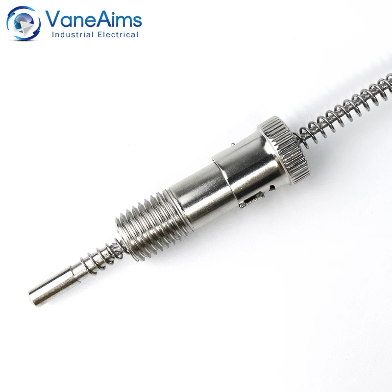 Compression Spring Thermocouple M12 VaneAims K J PT100 Type Metal Temperature Sensor 0.5m 1m 2m 3m for Temperature Controller