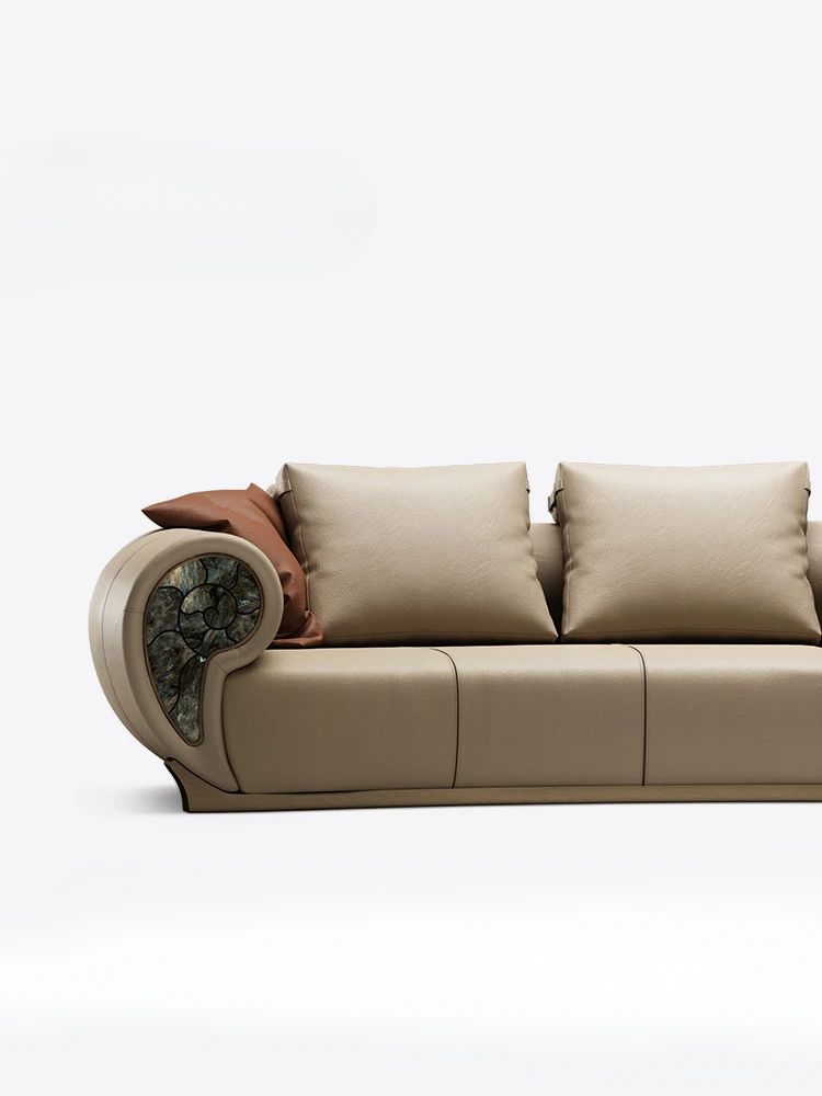 Italian full leather conch sofa