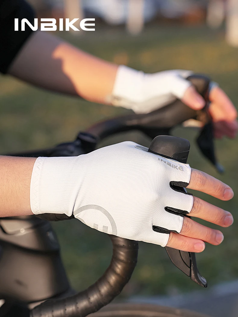 INBIKE Damen Fahrradhandschuhe Sommer Radfahrhandschuhe Gepolsterte Halbfinger-Stoßdämpfende MTB Fahrradhandschuhe Rennrad-Zubehör