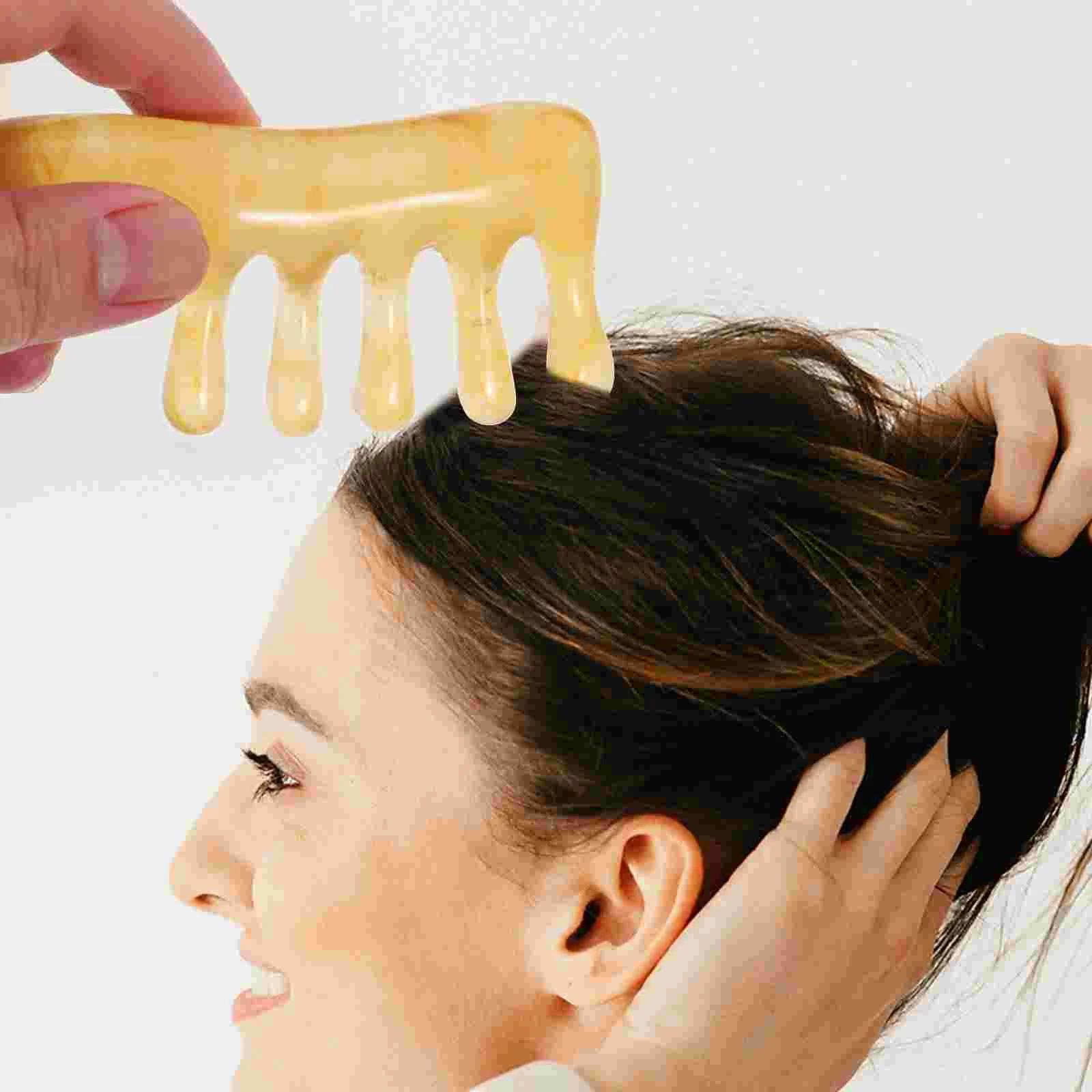 

2 Pcs Resin Massage Comb Tools and Equipment Guasha Roller Portable Scalp Beeswax