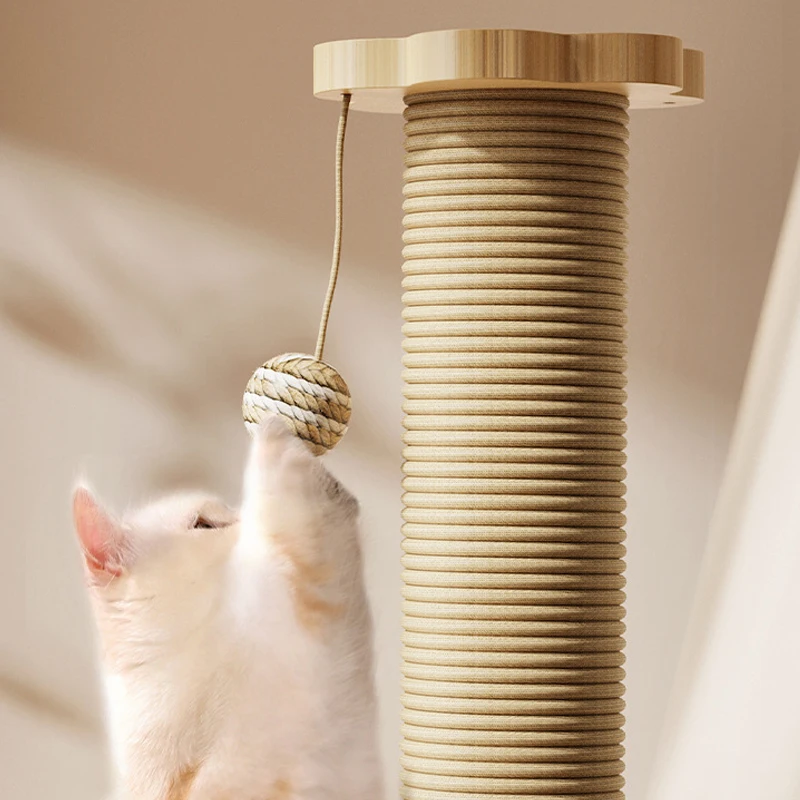 Poteau à gratter en sisal pour chats, bois massif, coloré, durable, broyeur à griffes de chaton, jouet d\'entraînement résistant à l\'usure