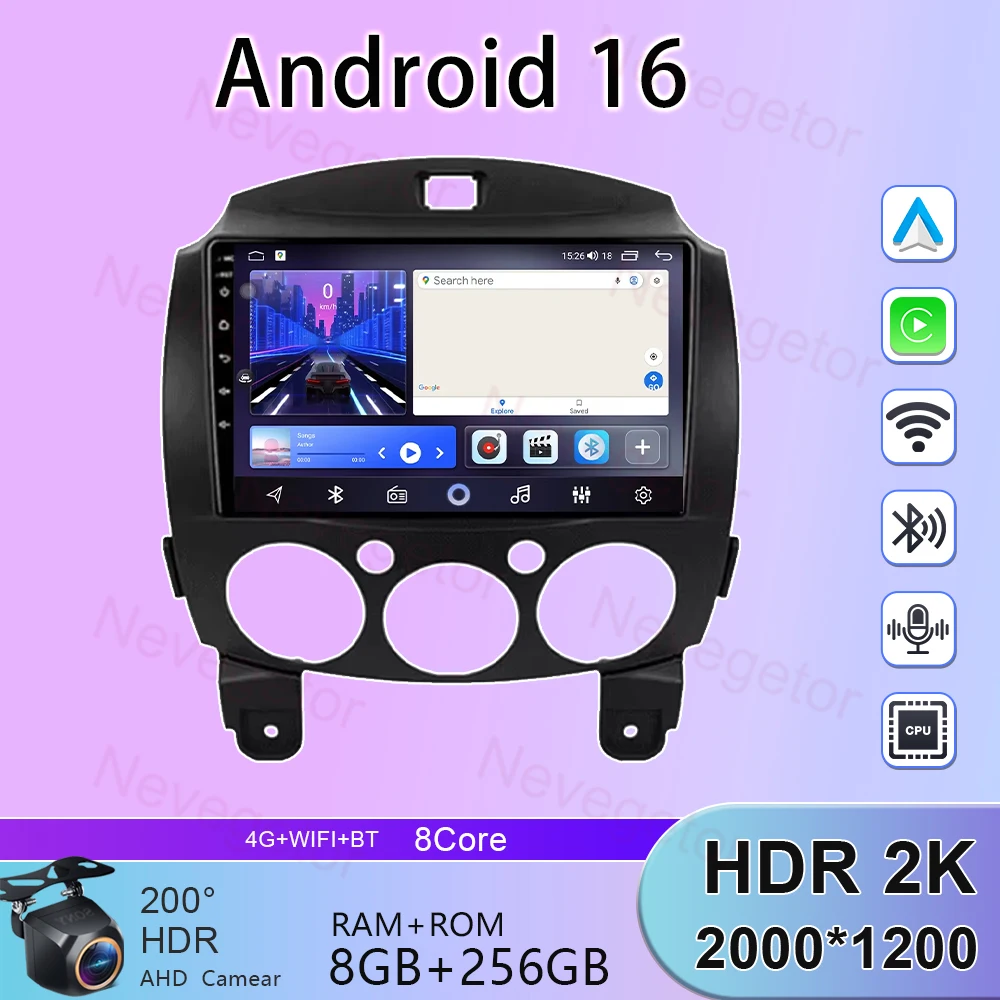 

WiFi For MAZDA 2 Mazda2 2007 2008 2009 2010-2014 Car Radio Android 16 Carplay Navigation GPS Android Auto Screen Stereo No 2din