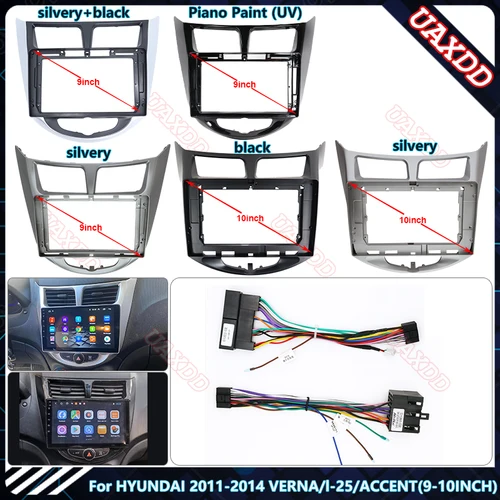 Para HYUNDAI 2011-2014 VERNA l-25 ACCENT 9 pulgadas Radio CD de coche Panel de fascias de plástico marco de tablero GPS Android cables Multimedia
