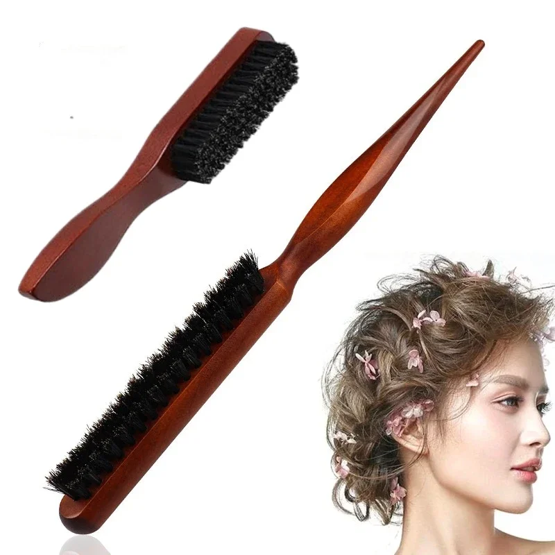 

Professional Salon Teasing Back Hair Brushes Boar Bristle Wood Slim Line Comb Hairbrush Extension Hairdressing Styling Tools DIY