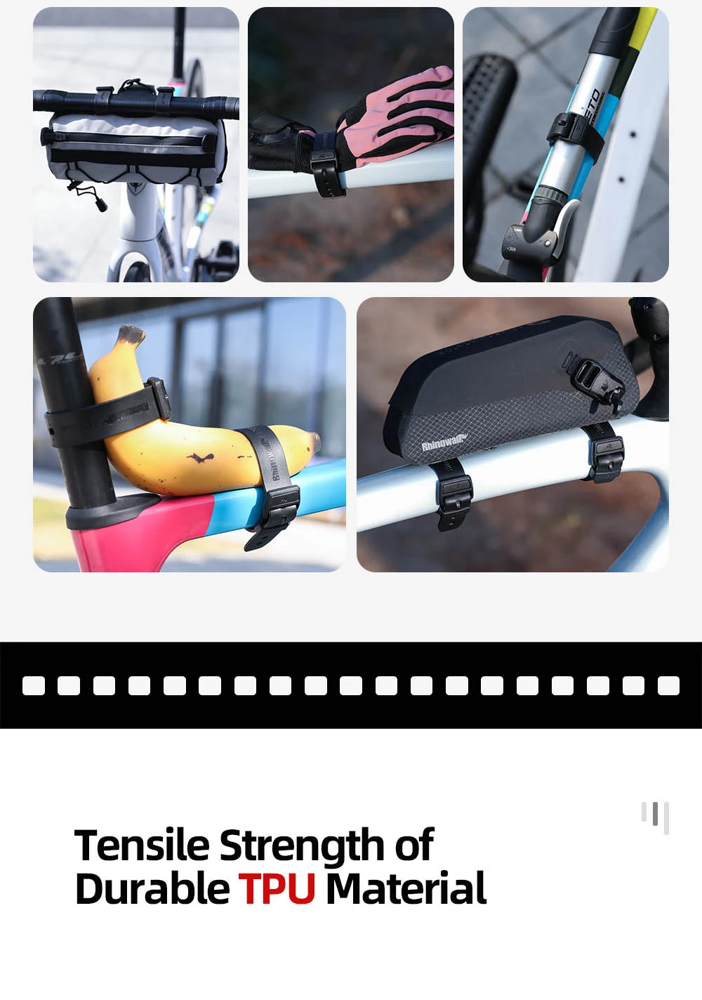 Rhinowalk Multifunktionaler TPU-Messriemen, Outdoor-Zubehör, verstellbarer Gepäckgurt, Aufbewahrungsschnalle, Fahrrad, Radfahren, Reisen – Detail 5