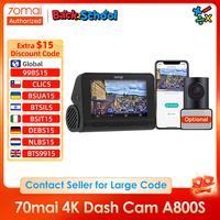 70mai 4K Dash Cam A800S 3840X2160 Resolution 140°FOV 4K Car DVR Support Rear Cam Built-in GPS ADAS 24h Parking Monitor