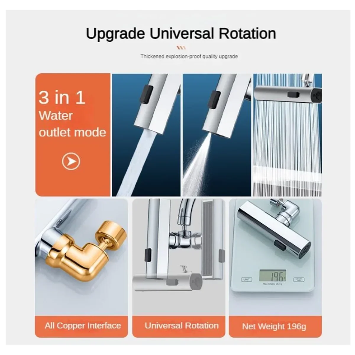 ก๊อกน้ําห้องครัว Splash Protector น้ําตก Outlet Universal Rotary Bubbler Booster Extension หัวฉีดน้ํา Universal Joint