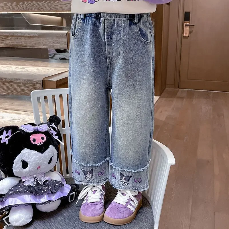 Girly Herz Kawaii Sanrio Kuromi Anime Casual Hosen Frühling Herbst Niedlichen Cartoon Mode Frühling Kinder Jeans Kleidung Geschenke Spielzeug