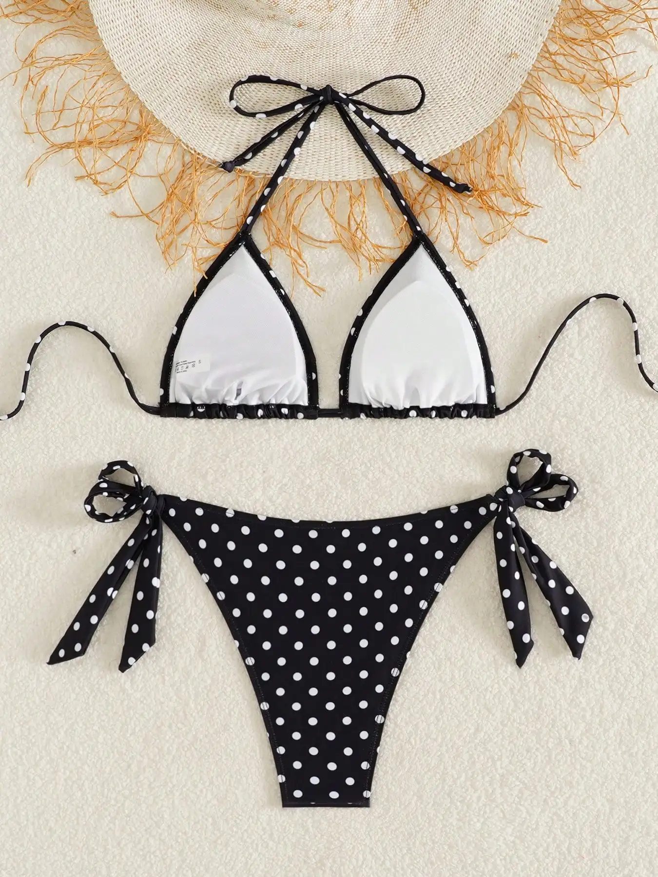 

Women's Polka Dot Halter Tie Side Bikini Set For Beach Vacation Summer