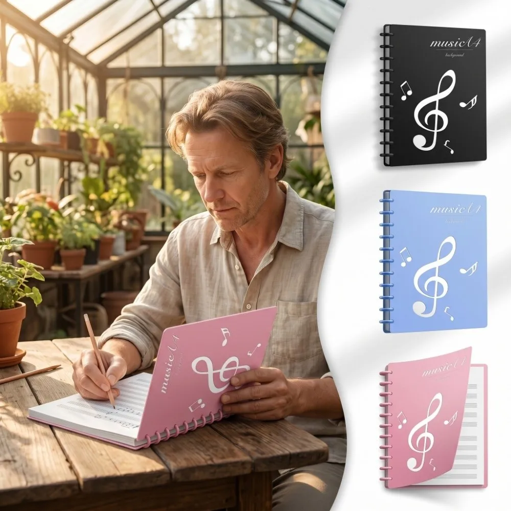 A4 Music Score Folder Portable Multi-layer Sheet Music Folder Double Side Flexible Spiral Music Binder Sheet Music Storage