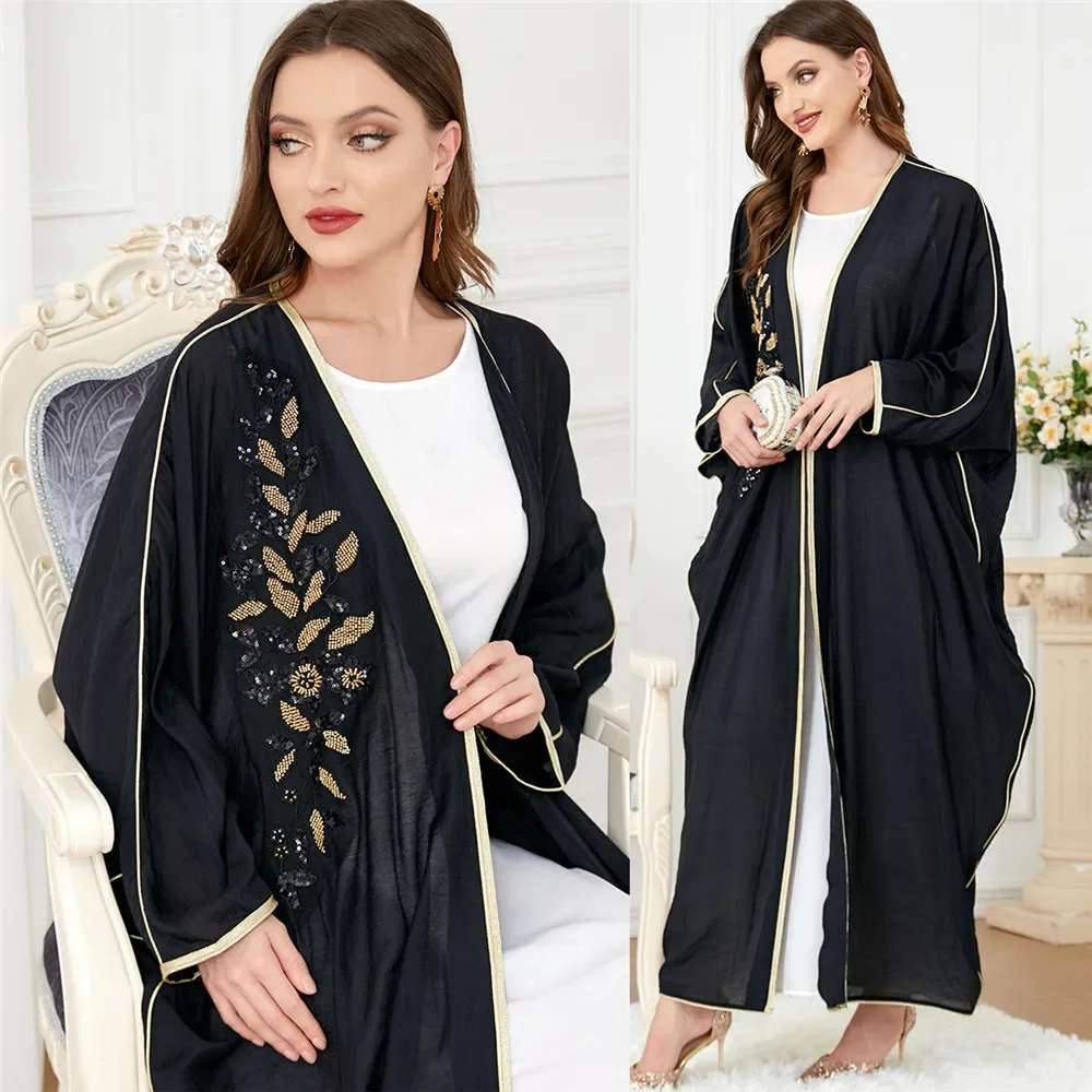 Marocco Musulmano Abaya Cardigan Aperto Maxi Vestito Delle Donne Turchia Arabo Dubai Caftano Manica A Pipistrello Abito Jilbab Islam Eid Ramadan Caftano