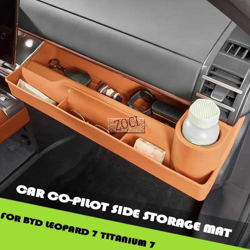 Fit for BYD Leopard 7 Titanium 7 Car Extended Storage Pockets Water Cup Holders Car Multi-functional Co-pilot Side Storage Mat