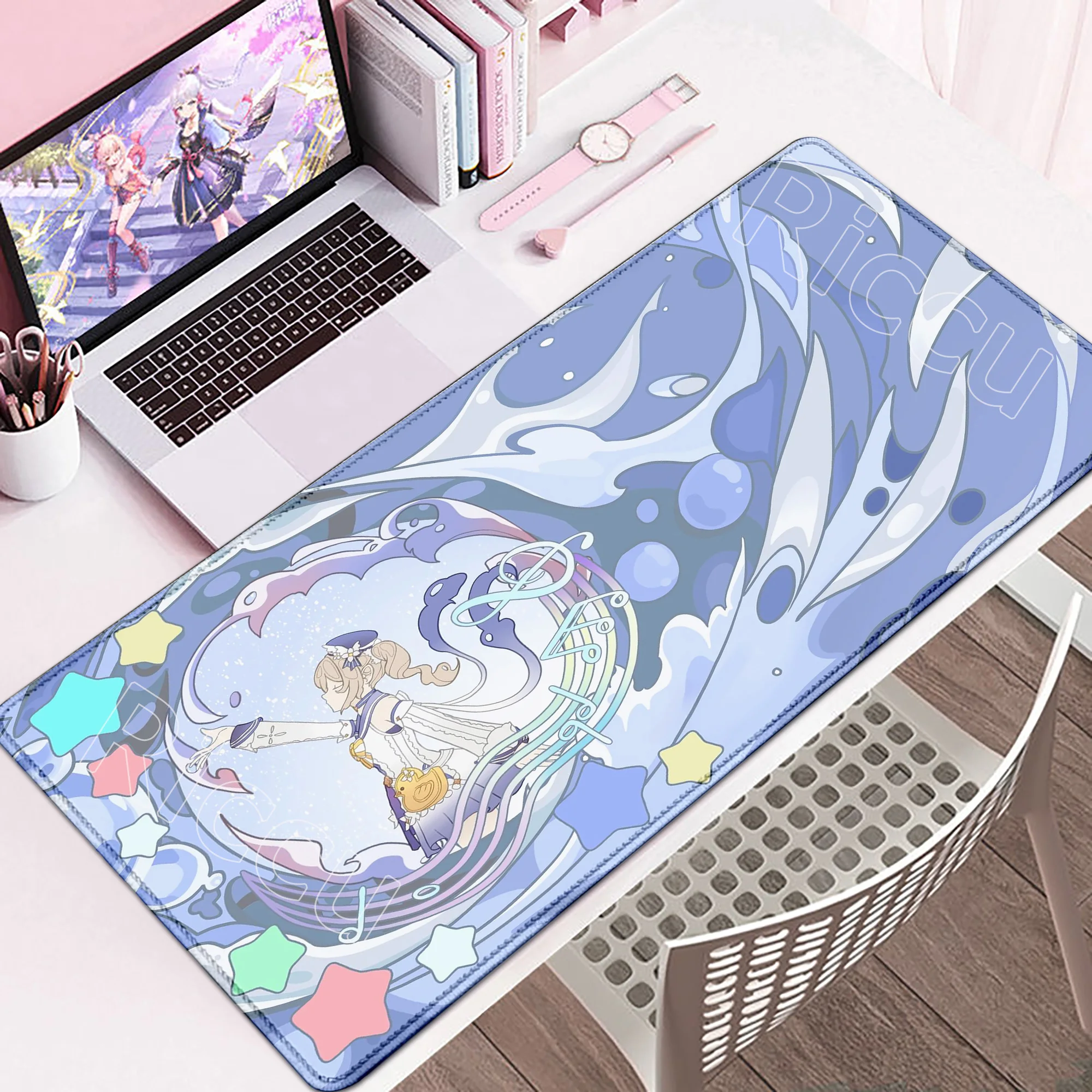 HD Printing Genshin Impact Mondstadt Mouse Pad Non-Slip Rubber Gaming Keyboard Mat Gamer Office Mousepad Mona Barbara Venti Klee