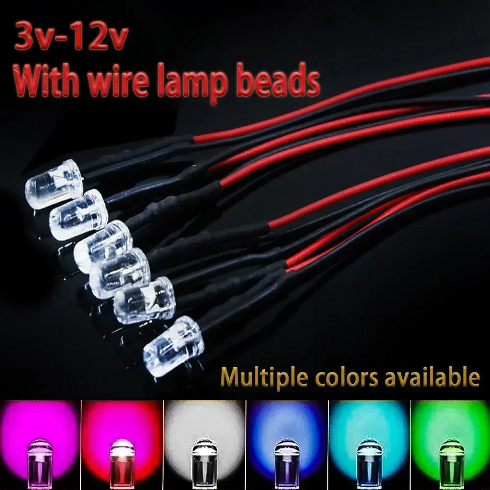 10szt 3/5mm 3V-12V RC Model Truck LED Light Beads Nocne reflektory do 1/10 RC Crawler Trxs TRX4 G63 AXIAL SCX10 D90 D110