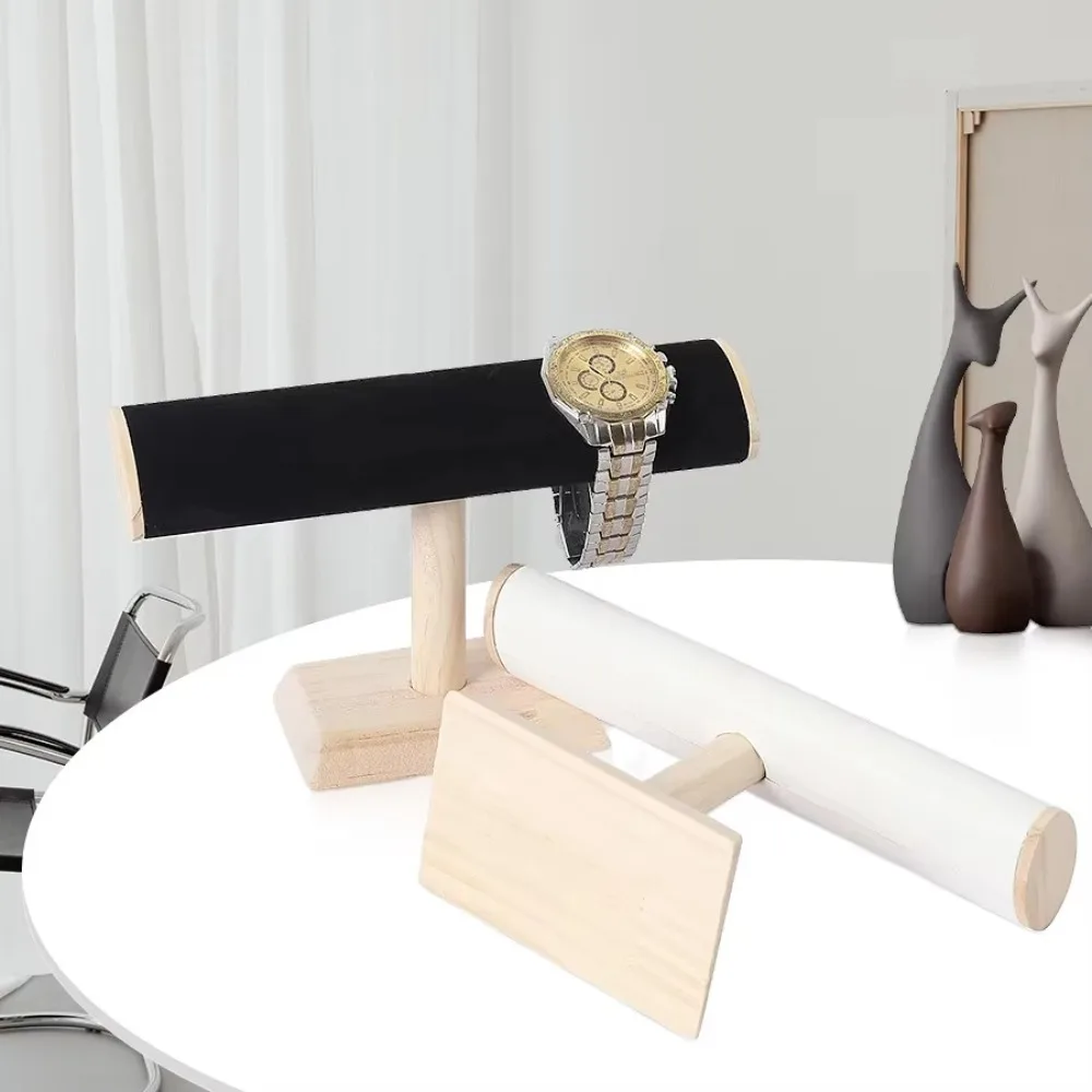 

High Quality Solid Wood Bracelet Holder Metal Cover Velvet Jewelry Organizer Hair Ring Storage Shelf Single Layer Watch Holder