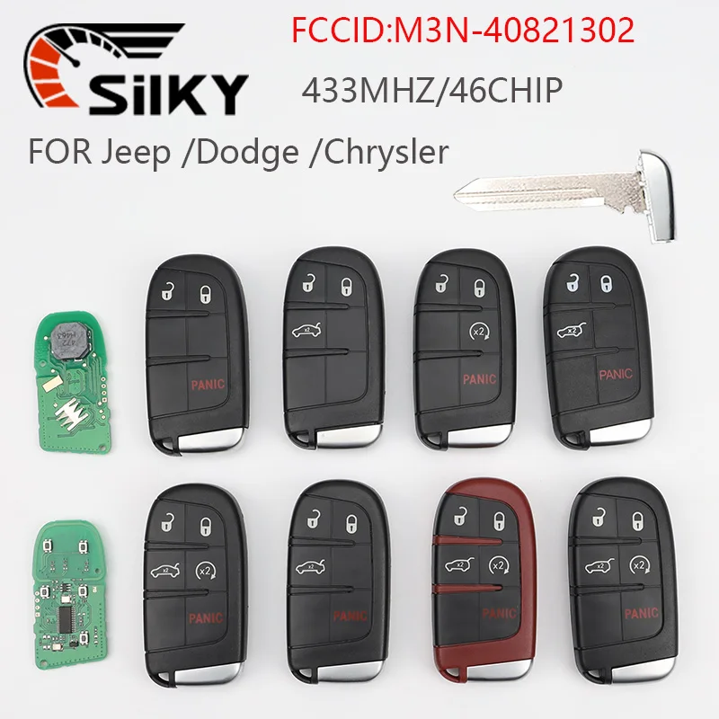 

SilKY FOR Jeep/Dodge/Chrysler smart remote car key 46chip with 433mhz replacement vehicle fob 2013-2020 blank llave M3N40821302