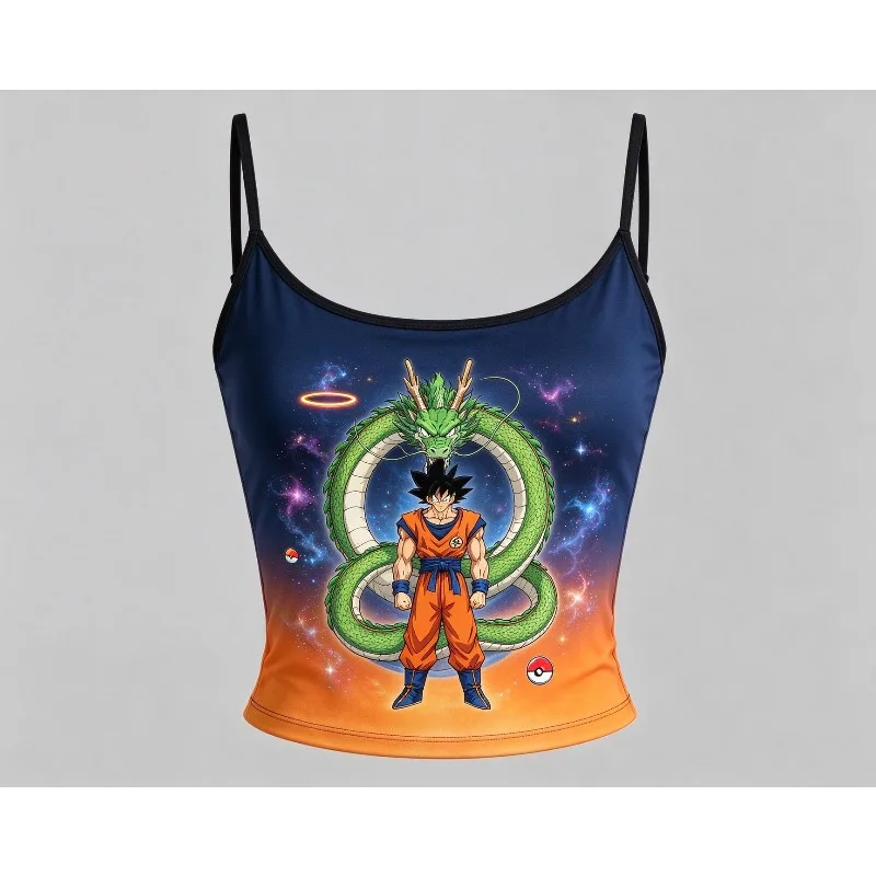 Dragon Ball Vegeta Super Saiyan Vest Tank Top Anime Print Breathable Sportswear Women Streetwear