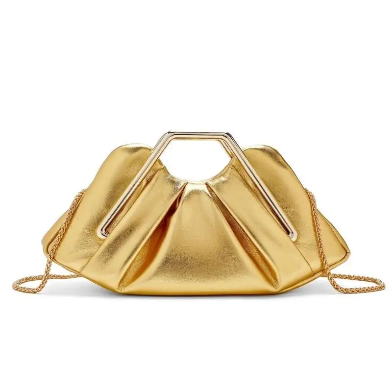 حقيبة يد للسيدات من JW PEI خفيفة فاخرة من الجلد الناعم بإطار معدني مطوي ومقبض هندسي وتصميم متخصص حقيبة عصرية للتنقل