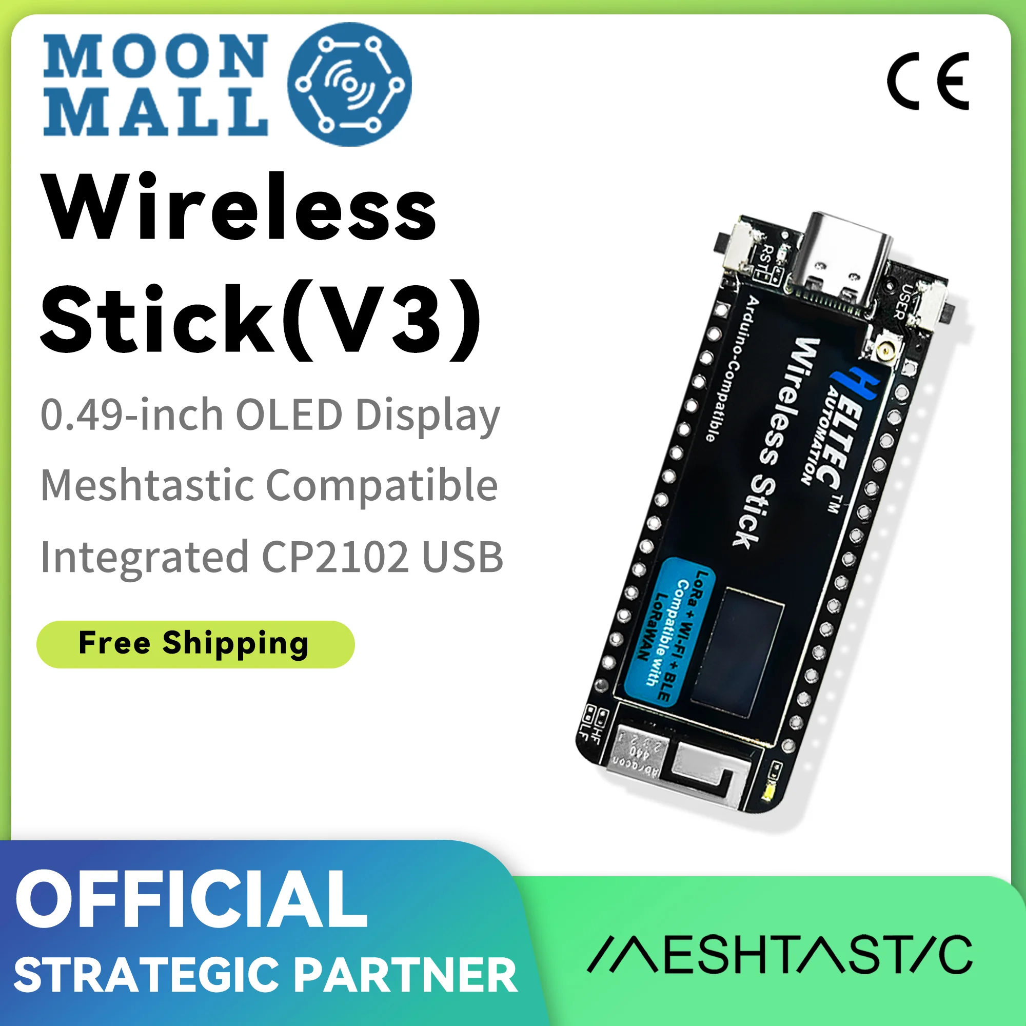 

Heltec Meshtastic IOT Lora Wireless Stick V3 esp32 Wifi Lora Development Board Oled Display 433HMZ/868MHZ/915MHZ for LoRaWAN