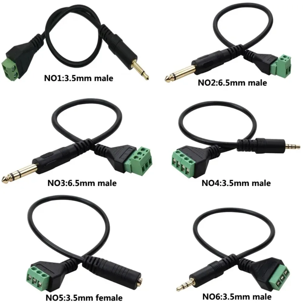 3.5mm 4 Pole 6.5mm 3 Pole Stereo Male To AV Screw Terminal Block Plug Video AV Balun Audio Video Signal Connector Adapter