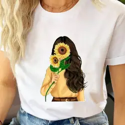 City Girl Plus Size Printed Cartoon Simple Half Sleeve T-shirt Women Round Neck Oversized T Shirt Harajuku Women Clothes